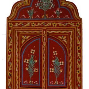 Red Vintage Moroccan Mirror with Moucharabeih Design
