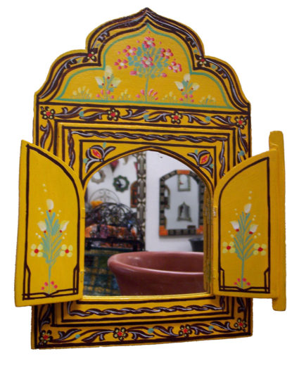 Vintage Yellow Floral Moroccan Mirror for Elegant Home Décor