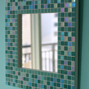 Handcrafted Moroccan Teal Tile Round Mirror