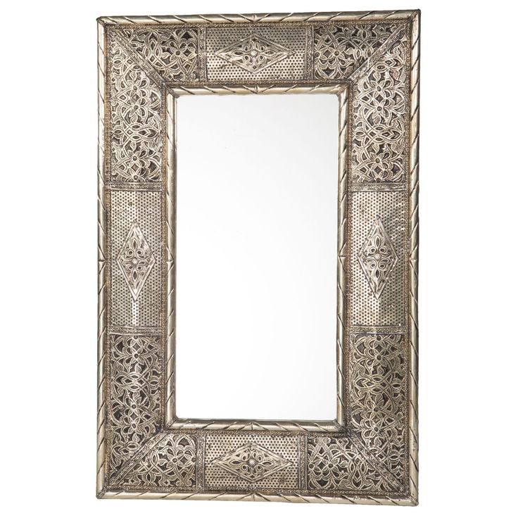 Moroccan Metal Mirror with Engraved Designs - Handmade and Stylish