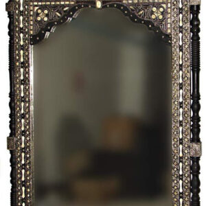 Vintage Moroccan Metal Mirror with Sculpted Arches - Handcrafted Wall Decor