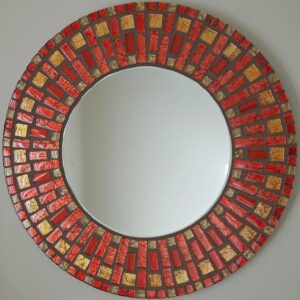 Exquisite Red and Gold Moroccan Mosaic Mirror with Custom Dimensions