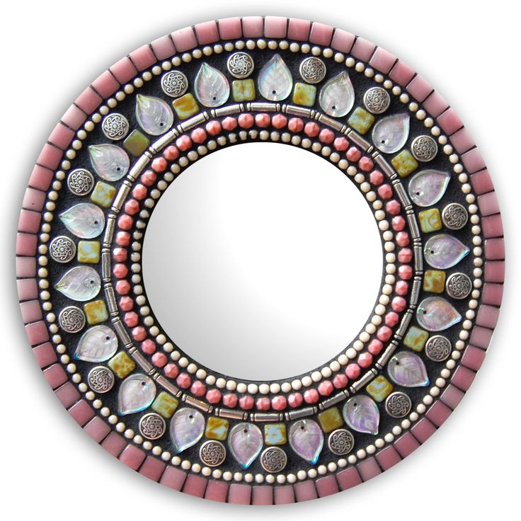 Round Mosaic Moroccan Mirror - Premium Glass & Metal Beads