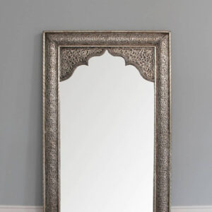 Vintage Moroccan Metal Mirror with Handcrafted Antique Metal Frame