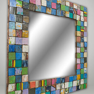 Square Moroccan Mosaic Mirror with Coloured Tile Inlays