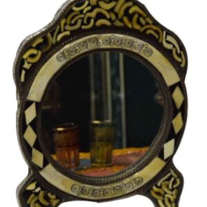 Exquisite Moroccan Hand-Carved Wood Mirror - Vintage Style