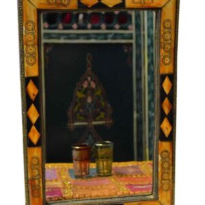 Handcrafted Moroccan Bone Inlay Brass Mirror
