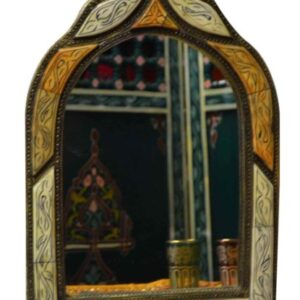Moroccan Vintage Wood Mirror - Traditional Arch Design