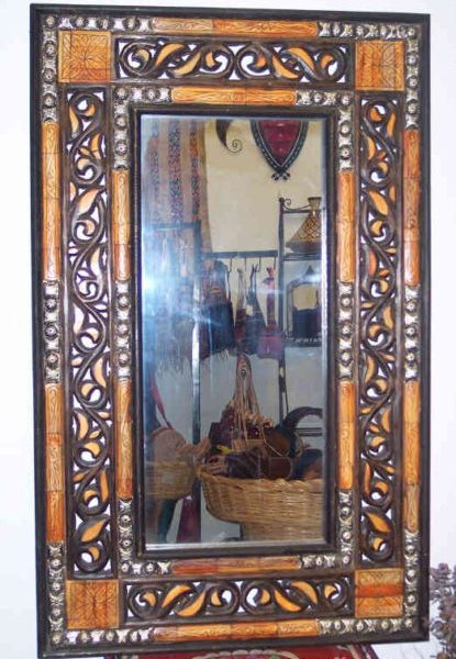 Moroccan Arabesque Vintage Mirror - Intricate Brass Engraving