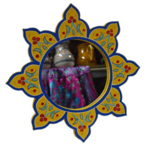 Vintage Moroccan Blue Flower-Shaped Wall Mirror for Home Décor