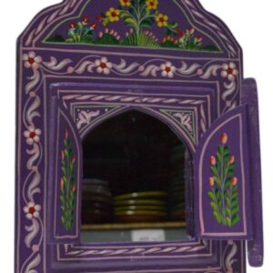 Purple Floral Moroccan Hand-Painted Vintage Mirror