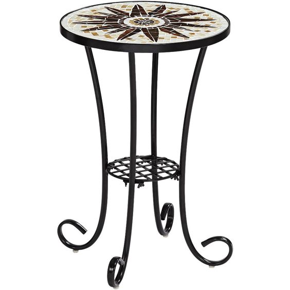Moroccan Mosaic Bistro Side Table - Geometric Design