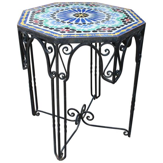 Exquisite Handmade Moroccan Mosaic Table - Vibrant Arabesque Design