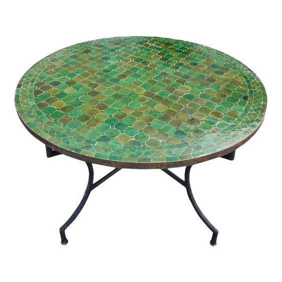 Moroccan Mosaic Table 112 - Handcrafted Concrete Iron Frame
