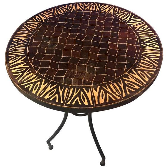 Handcrafted Moroccan Mosaic Dining Table, Reclaimed Glazed Tiles