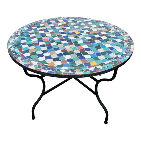 Moroccan Mosaic Table 115 - Handcrafted Zellij, Clay & Ceramics