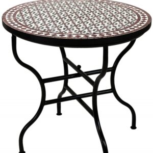 Handcrafted Moroccan Mosaic Table - Ivory & Tan Glazed Tiles