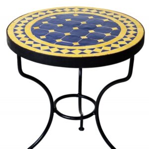 Authentically Crafted Moroccan Mosaic Table with Tan Glazed Tiles