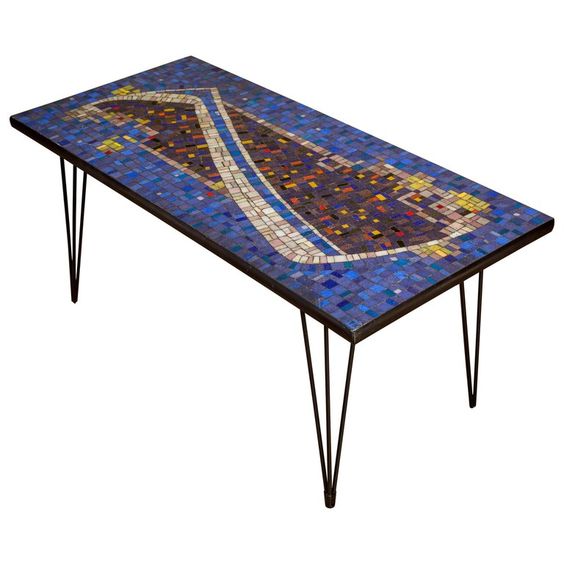 Moroccan Mosaic Bistro Side Table with Reclaimed Glazed Tiles