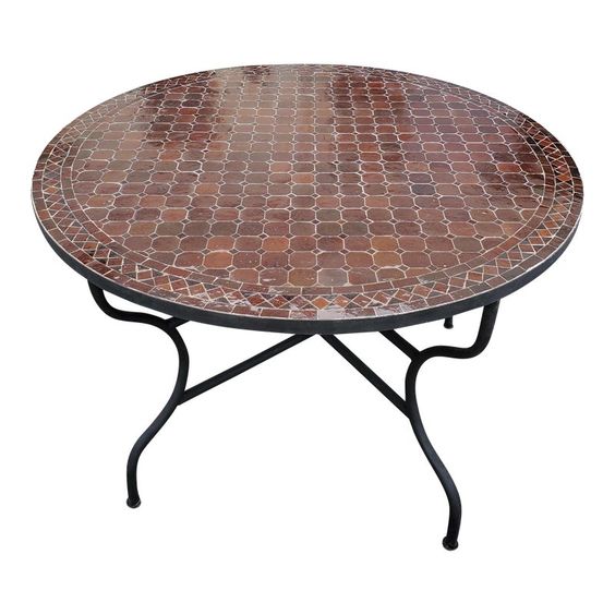 Handmade Reclaimed Glazed Tile Mosaic Table from Morocco