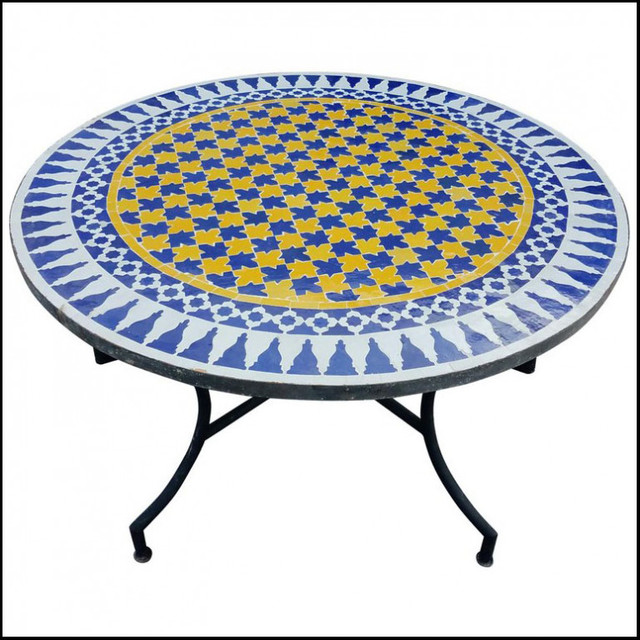 Moroccan Mosaic Table 071 - Handcrafted Zellij Table
