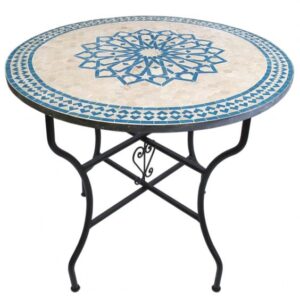 Moroccan Mosaic Table with Iron Base - Exquisite Handcrafted Artistry