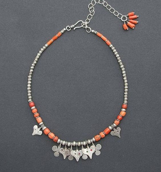 "Handcrafted Moroccan Tuareg Berber Necklace with Geometric Motifs"