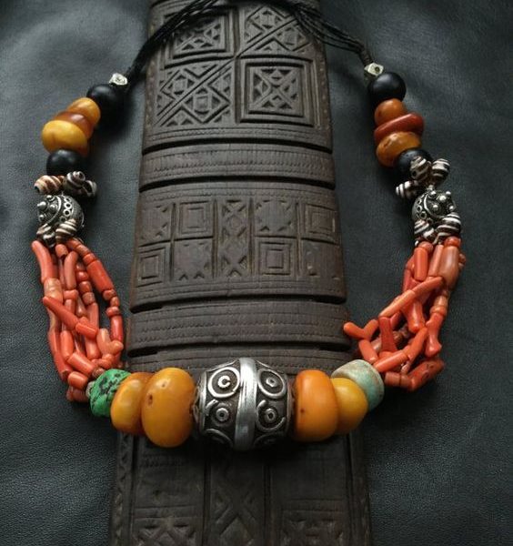Exquisite Moroccan Berber Necklace with Tuareg Geometric Designs