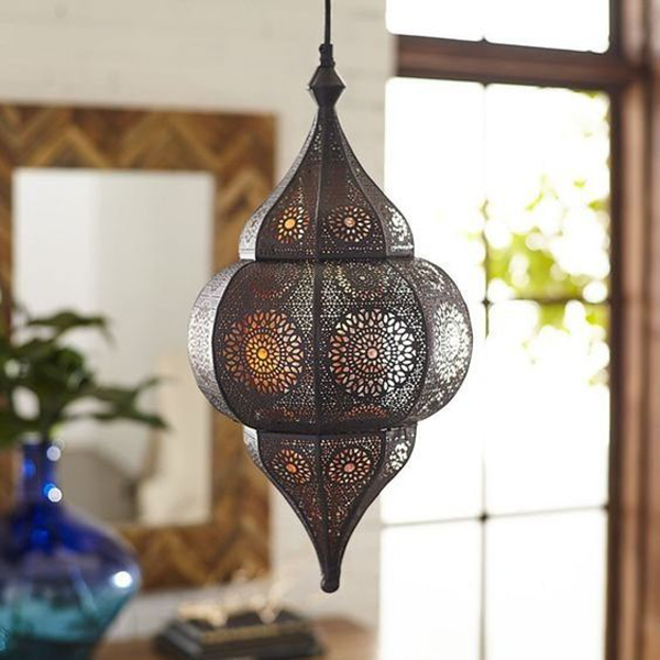 Dark Metal Moroccan Pendant Lamps - Handcrafted Vintage Charm