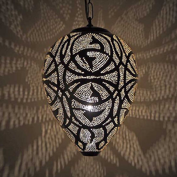 Moroccan Black Metal Pendant Lamp - Handmade Vintage Elegance