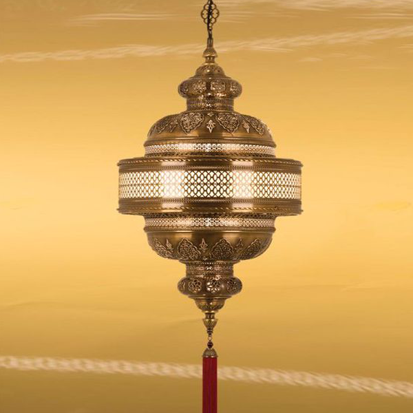 Circular Metal Moroccan Pendant Lamp - Handcrafted Modern Design