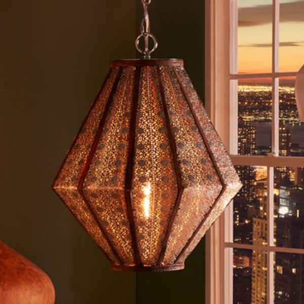 Moroccan Handcrafted Bronz Metal Pendant Lamp