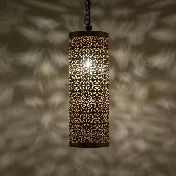 Handcrafted Moroccan Pendant Lamp - Vintage Cylinder Design