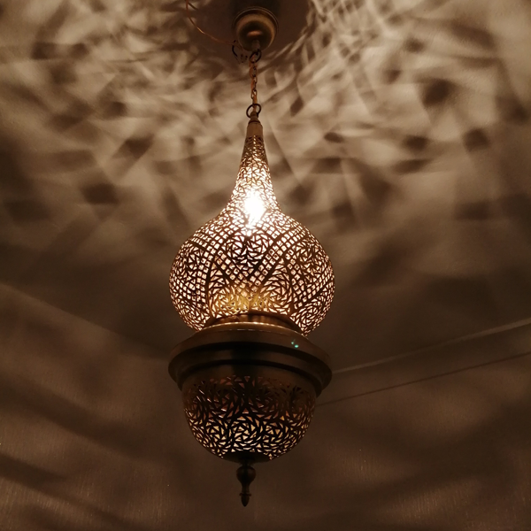 Dark Brass Moroccan Pendant Lamp - Handmade Vintage Elegance