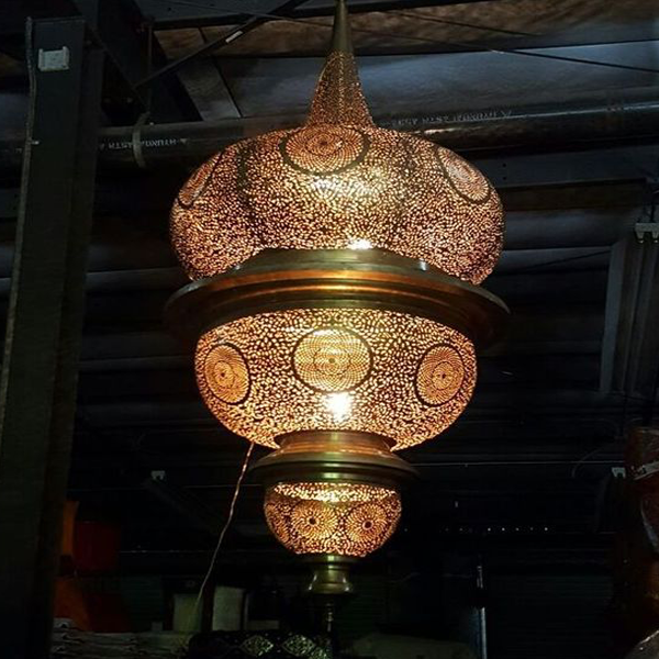 Moroccan Copper Circle Pendant Lamps - Handmade Vintage Elegance for Indoor & Outdoor