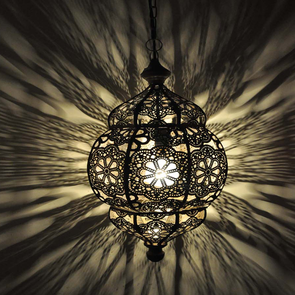 Moroccan Black Metal Pendant Lamps - Handcrafted Vintage Lighting
