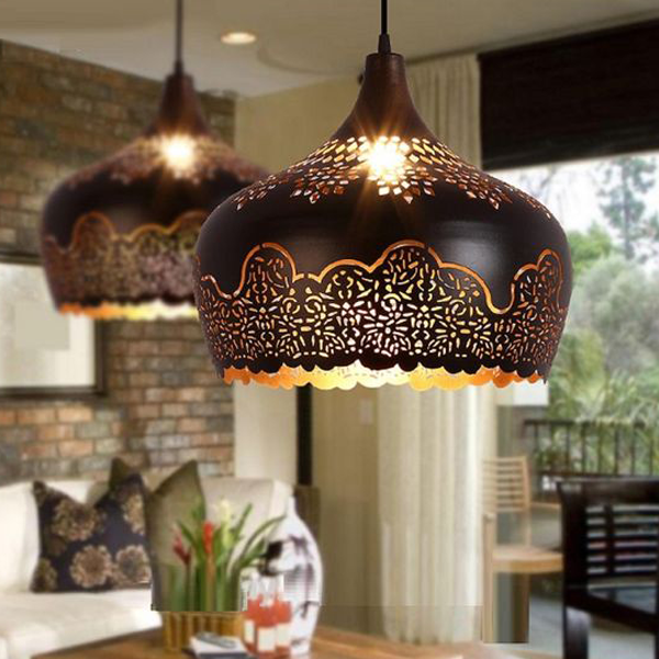 Handmade Moroccan Half Circle Pendant Lamps - Vintage Charm for Indoor/Outdoor Lighting