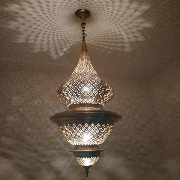 Metal Circle Moroccan Pendant Lamp - Handcrafted Vintage Lighting