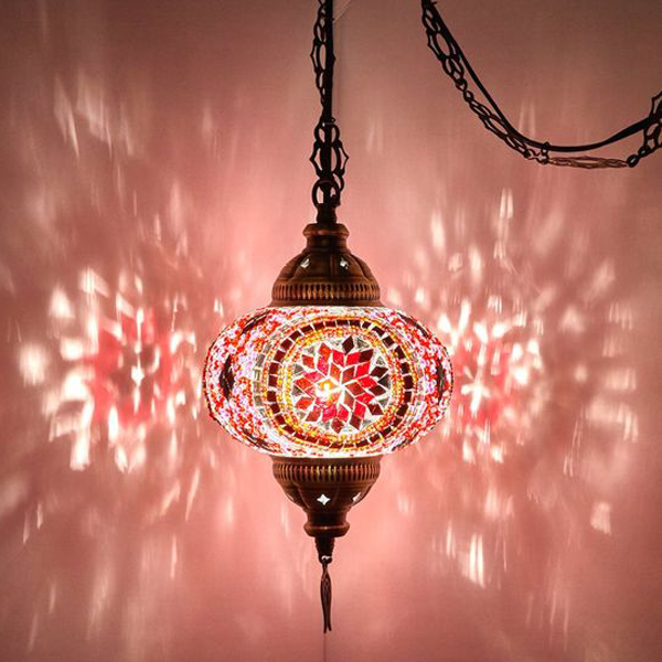 Moroccan Glass & Metal Pendant Lamps - Handmade Vintage Lighting