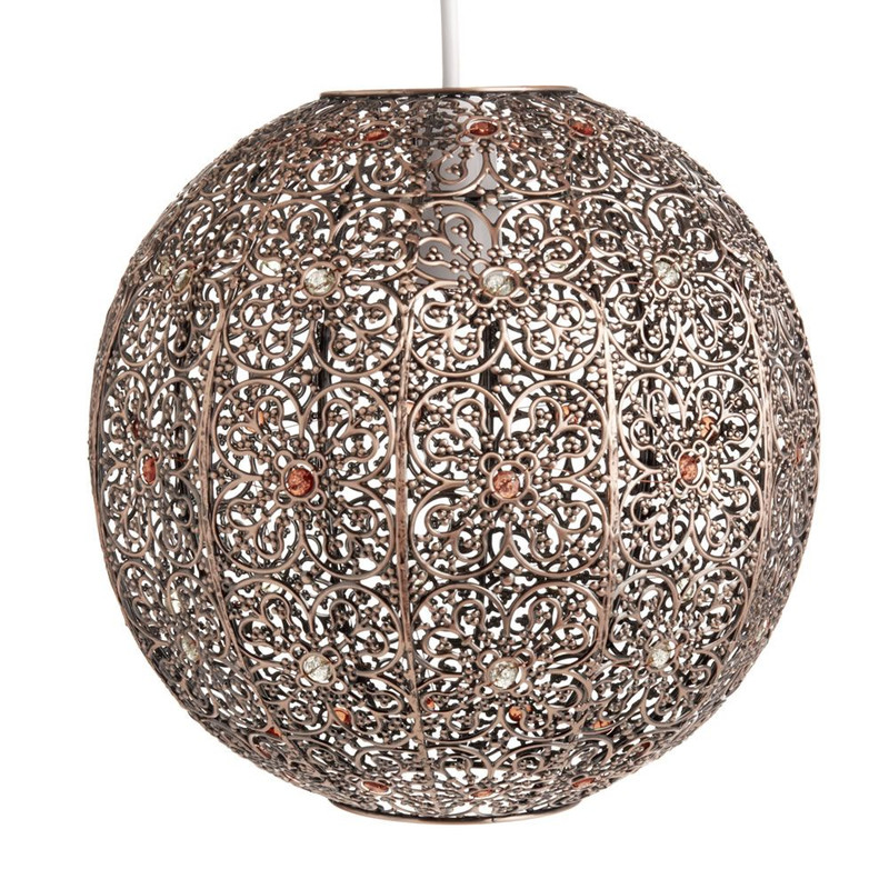 Moroccan Grey Metal Pendant Lamp - Vintage Style Lighting