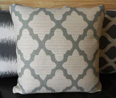 Luxury Khaki & White Moroccan Quatrefoil Pillows
