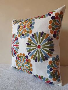 Handmade Moroccan Floral Throw Pillow - Vibrant Flower Pattern - Cozy and Stylish Home Decor