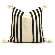 Handwoven Black & White Moroccan Striped Pillows