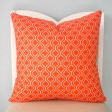 Moroccan Handwoven Berber Throw Pillows with Orange Mini Quaterfoil Print