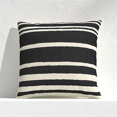 Handmade Moroccan Black and White Striped Throw Pillows