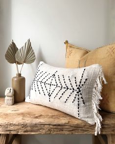 Moroccan Fringed Handmade Pillows in Creme