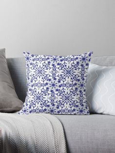 Blue Moroccan Zellij Print Handmade Pillows - Cozy Elegance for Your Home.