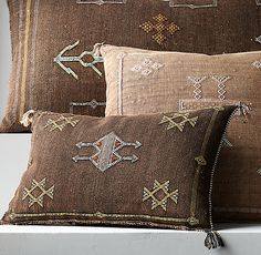 Dark Brown Moroccan Cactus Silk Handwoven Pillow
