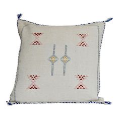 Handmade Moroccan White Cactus Silk Sabra Pillow