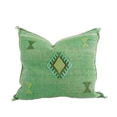 Handmade Moroccan Throw Pillow - Green Sabra Beauty